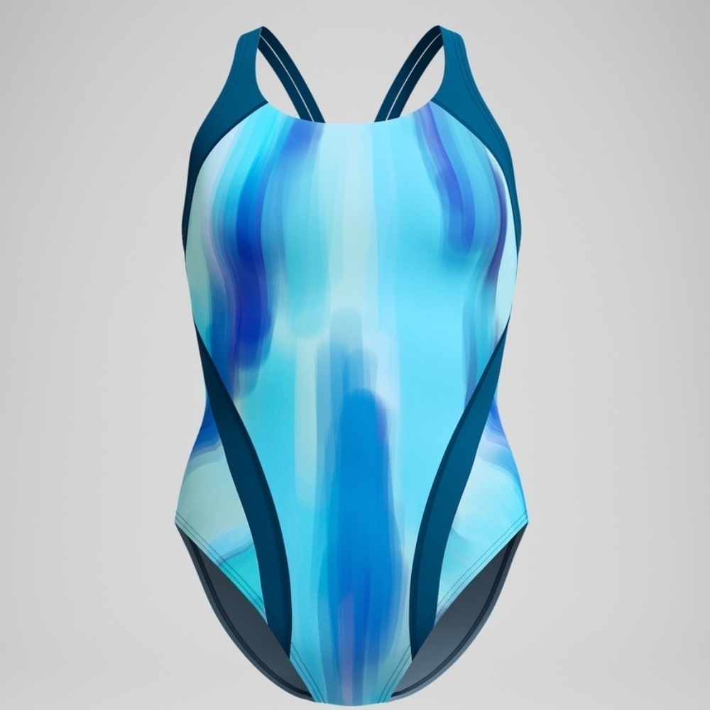 NWT Speedo Women's Print Quantum Splice One Piece Blue 12